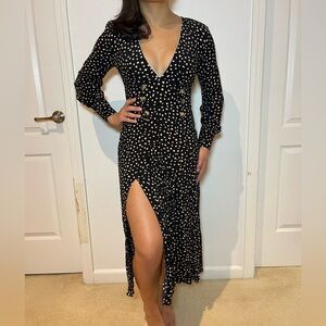 Topshop Deep V neck Long Sleeve Dress